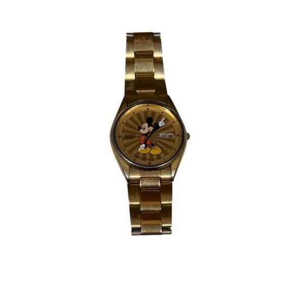 Seiko Jewelry - Seiko 1980s Disney Ladies Mickey Mouse Starburst Gold Toned Adjustable Watch​​​​